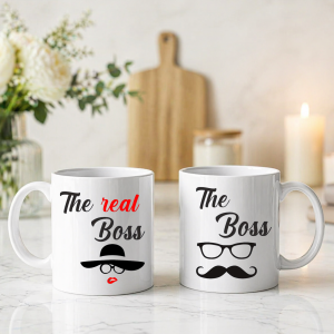 Set 2 Cani Personalizate – The real BOSS & The Boss, 350ml