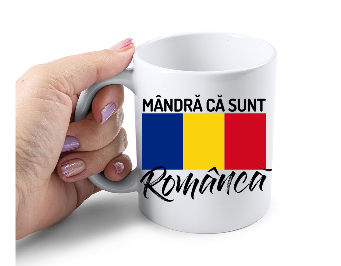 Cana Personalizata – Mandra ca sunt romanca, 350ml