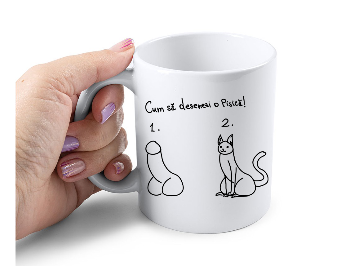 Cana Personalizata – Cum sa desenezi o pisica, 350ml