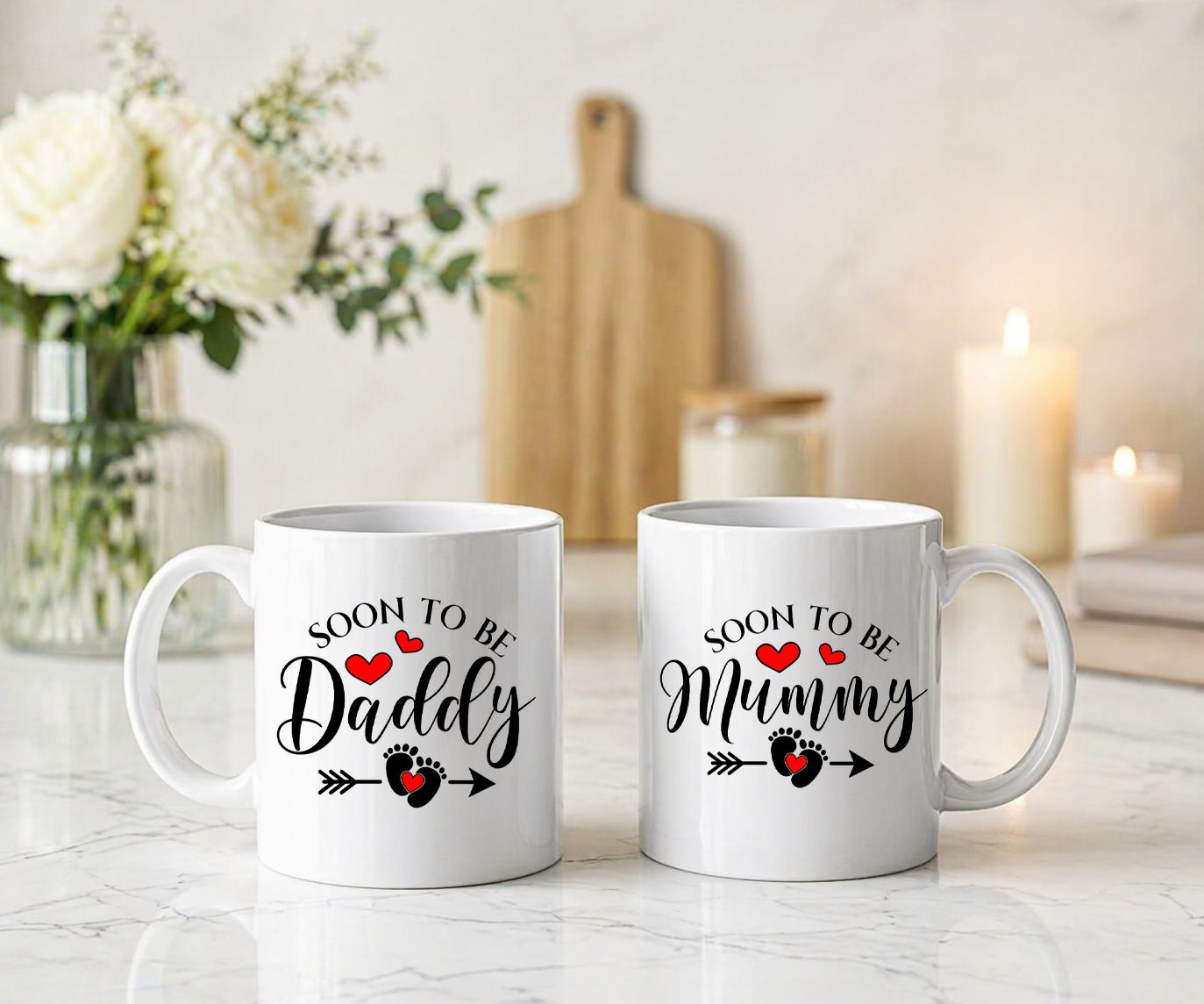 Set 2 Cani Personalizate – Soon to be Daddy, Mummy, 350ml