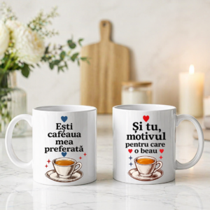 Set 2 Cani Personalizate – Motivul Cafelei, 350ml
