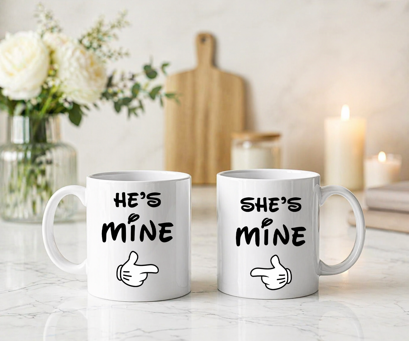 Set 2 Cani Personalizate – He’s mine, She’s mine, 350ml