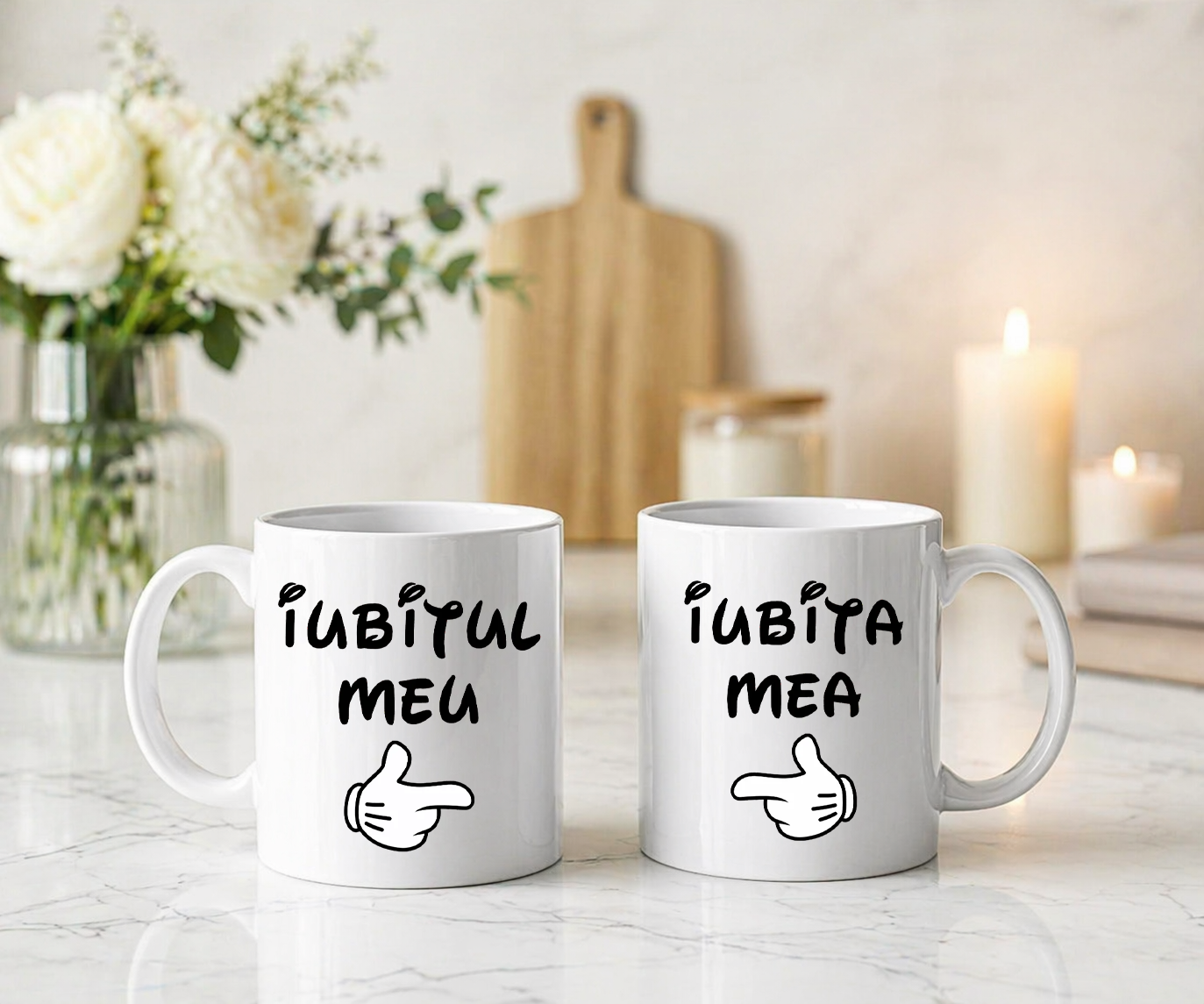Set 2 Cani Personalizate – Iubita mea, Iubitul meu, 350ml
